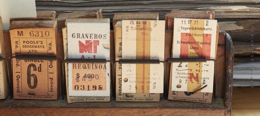 Francisca Prieto: detail artist's collection - discarded railway tickets